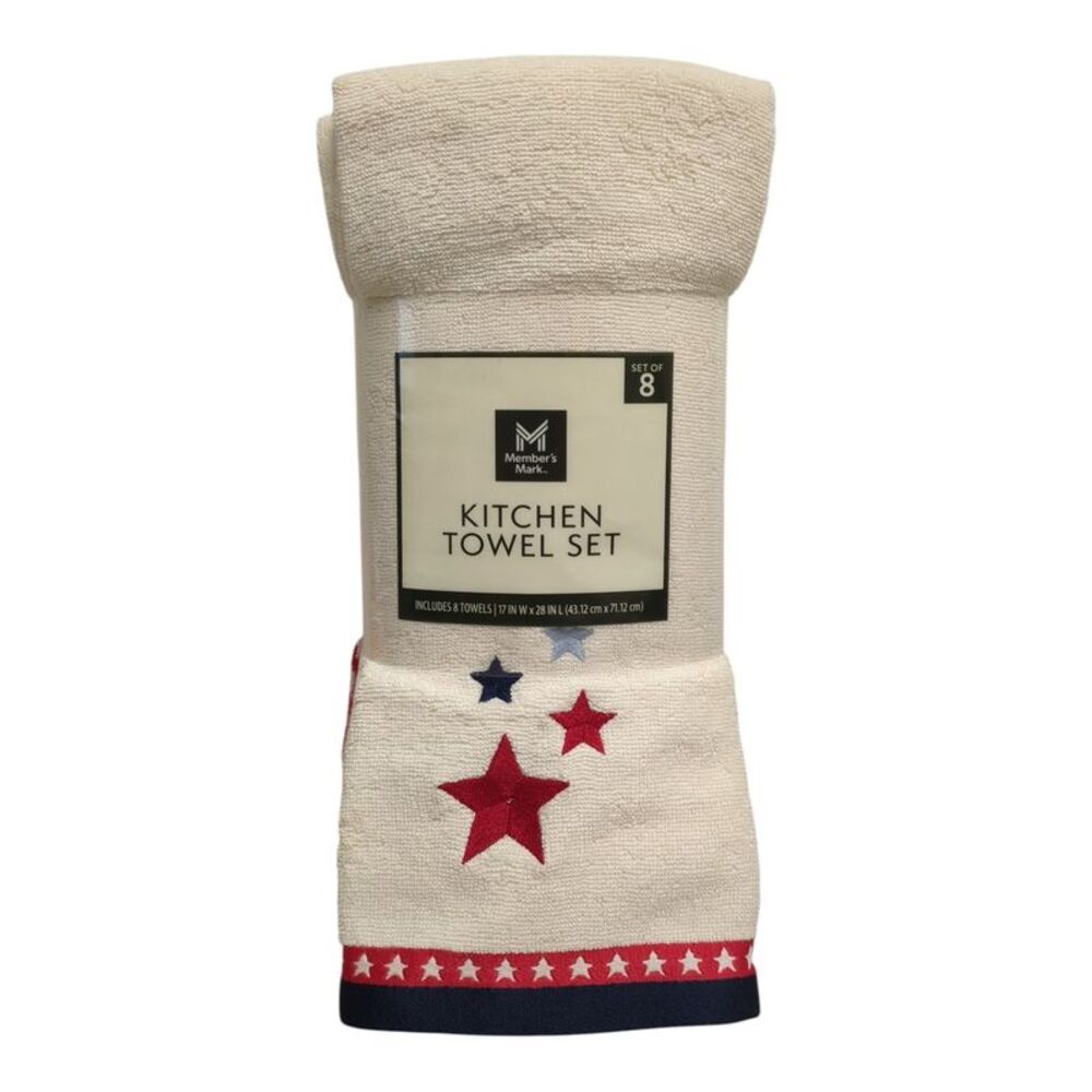 Member's Mark Super-Absorbent 100% Cotton Kitchen Towel Set, 8pc - Stars